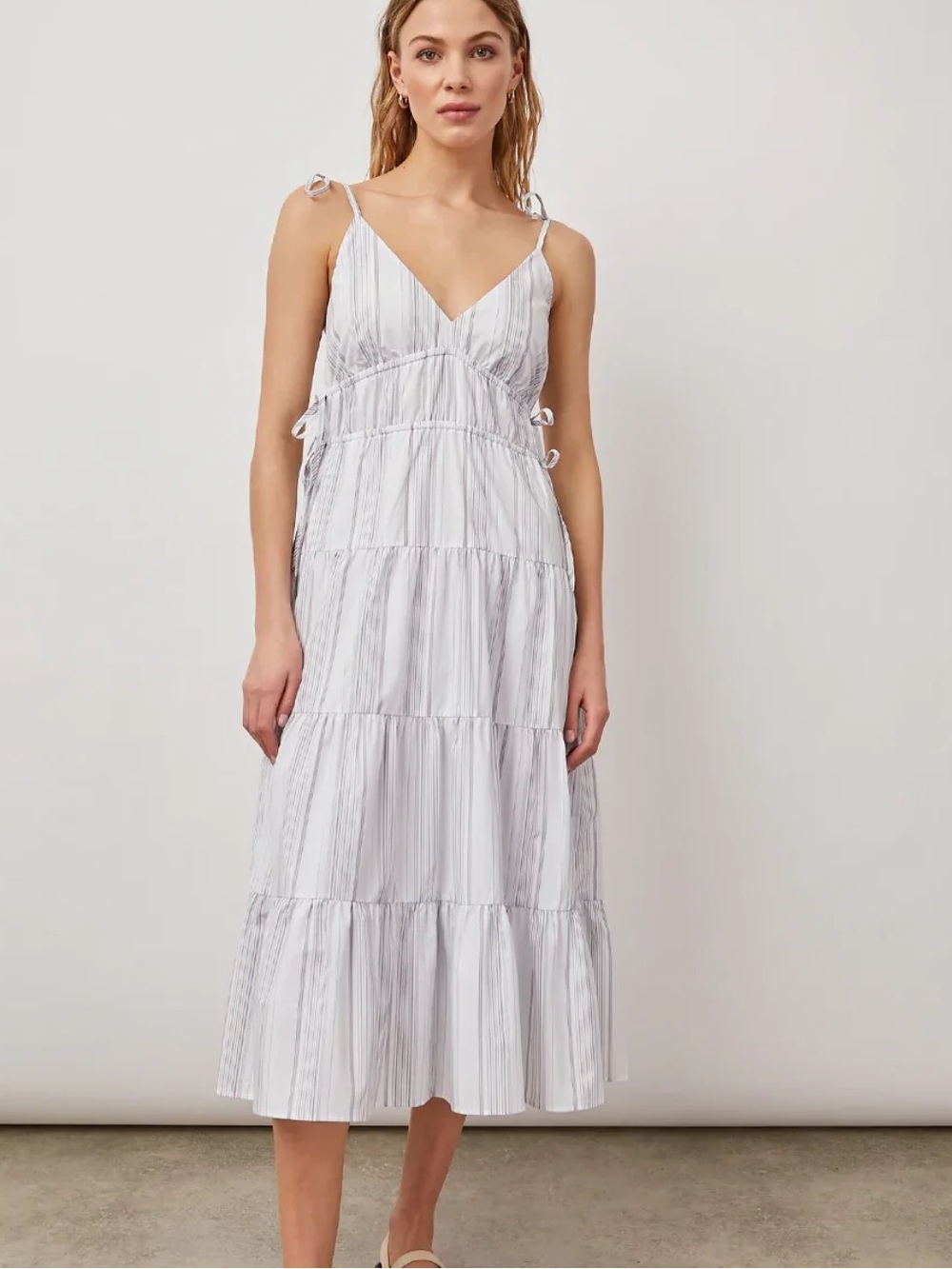 Rails Julia Tie Strap Stripe Organic Cotton Blend Dress West Seaport Stripe Wome